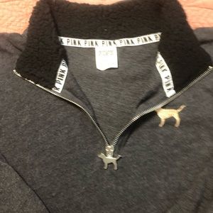 Victoria’s Secret PINK Gray and Black 1/4 Zip Shirt Top Jacket Women’s medium